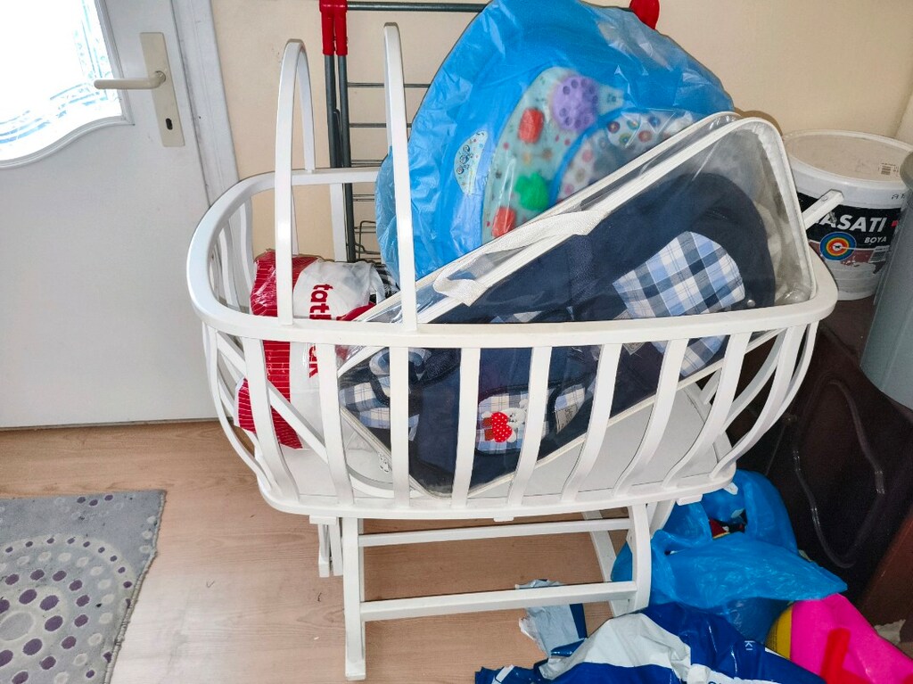 bebek yatak sallanır sineklik fileli - 9