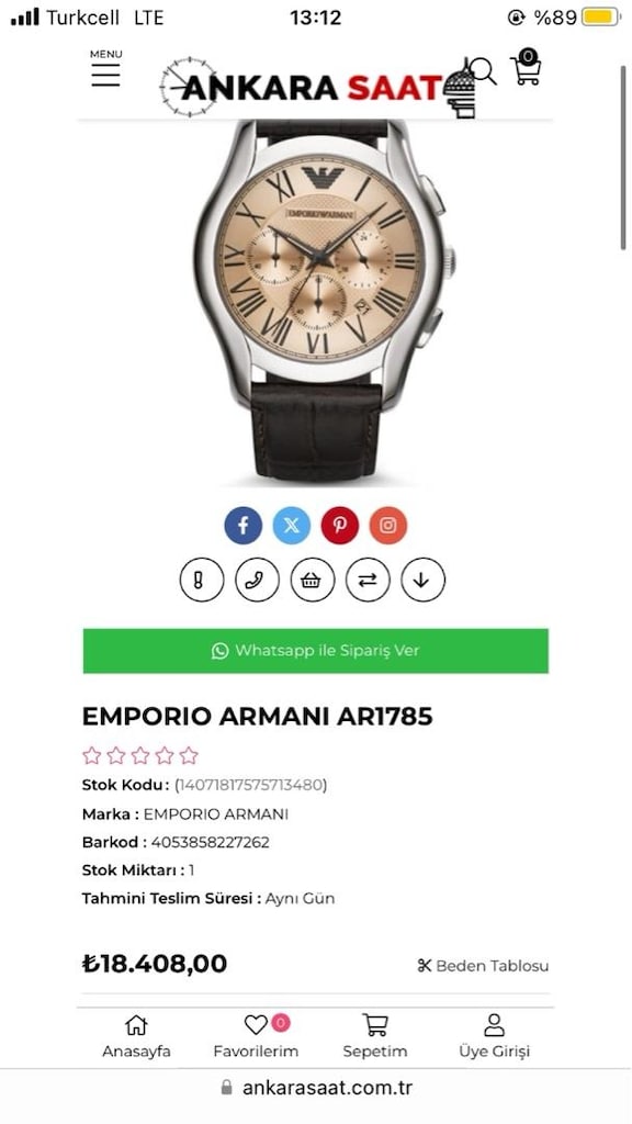 Emporio Armani AR1785 Saat. - 2