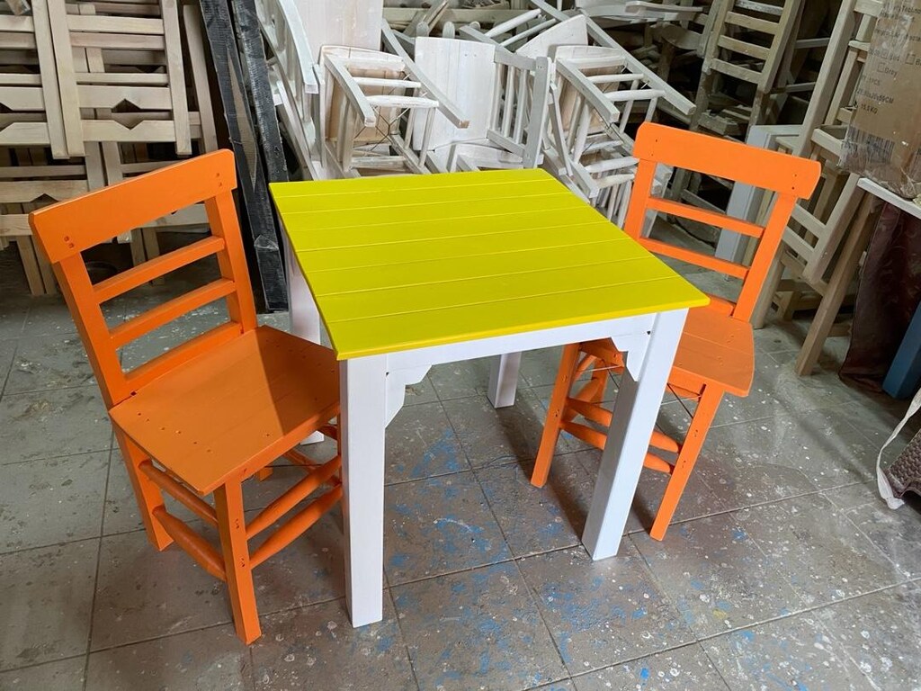 telli sandalye ahşap sandalye turuncu sandalye masa imalat - 3
