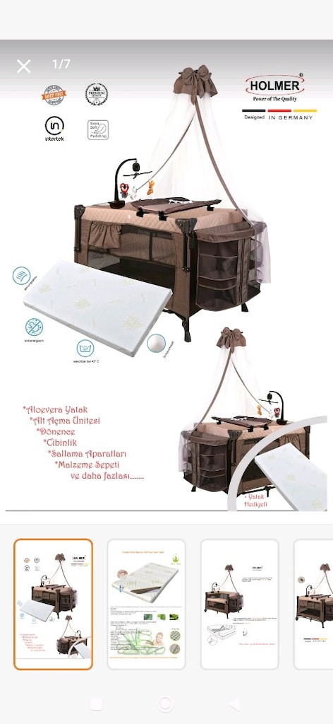 Holmer Heyner Park yatak cibinlikli 70x120 beşik - 3