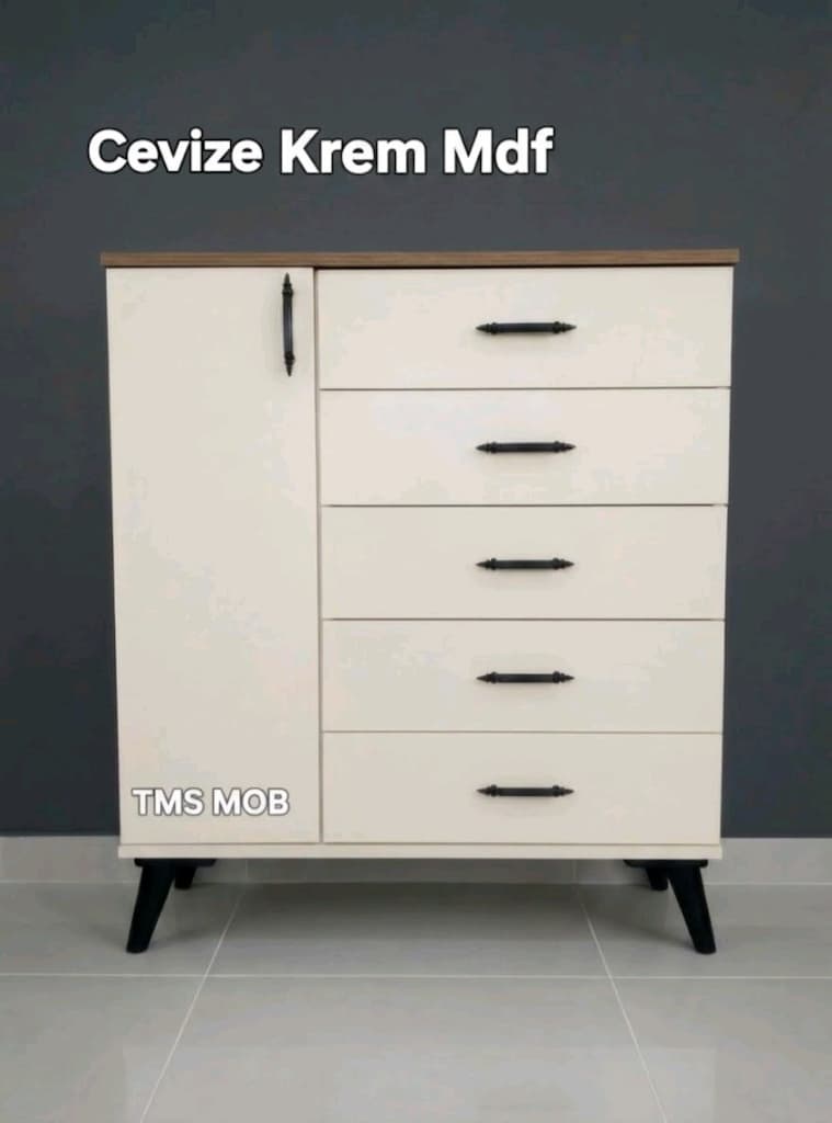 Şifonyer Cevize krem Mdf kurulu olarak adrese teslim - 3