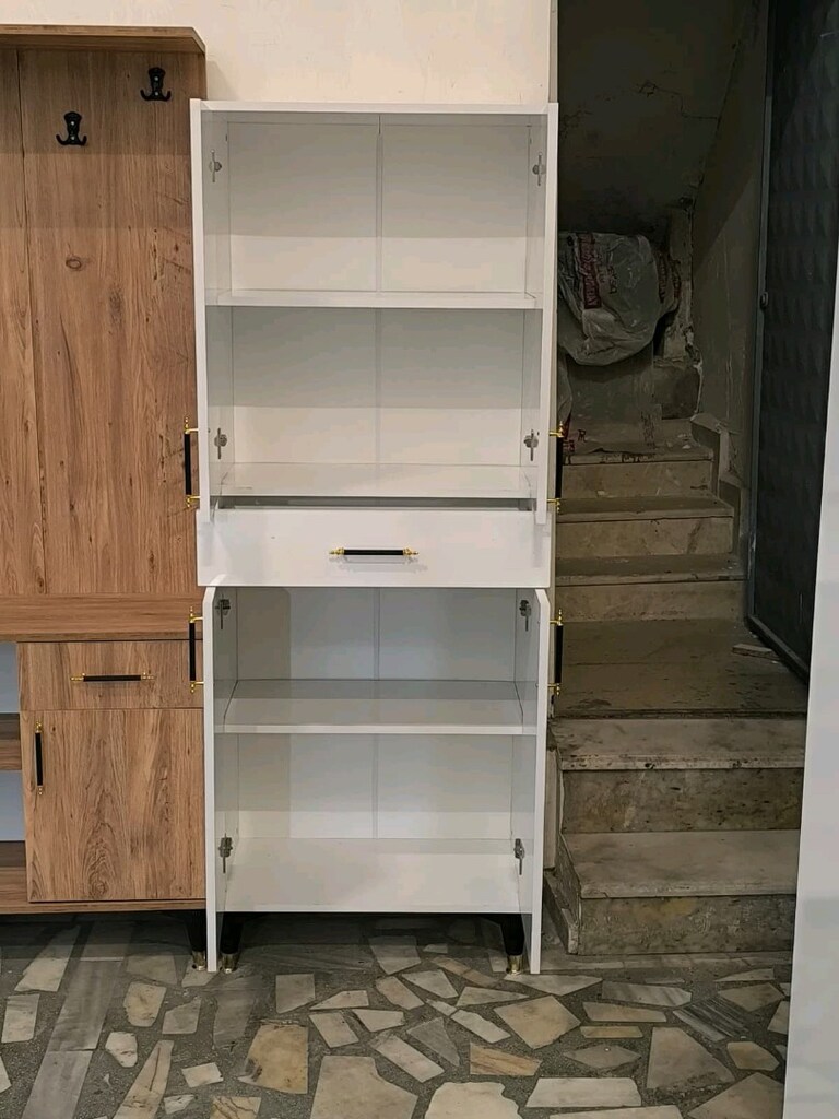 SIFIR LÜKS BANYO DOLABI -KİLER DOLABI ANTRASİT-BEYAZ-ÇAM (AHŞAP)RENK - 3