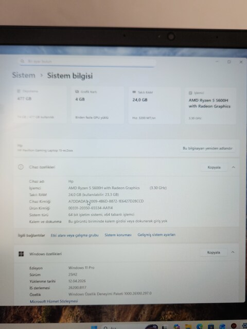 Temiz HP Pavilion Gaming | Ryzen 5 | 24 GB RAM