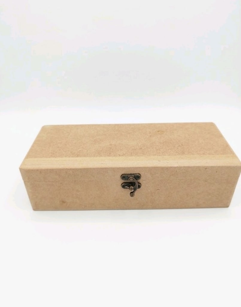 Ahşap Ham MDF Kilitli Kutusu 21x8x7cm Boyanabilir Takı Ham Obje - 4