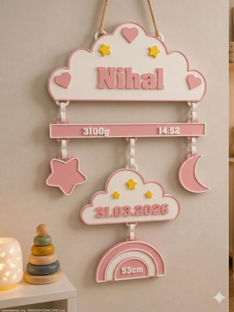 yeni doğan bebek kapı ve duvar süsü - 2