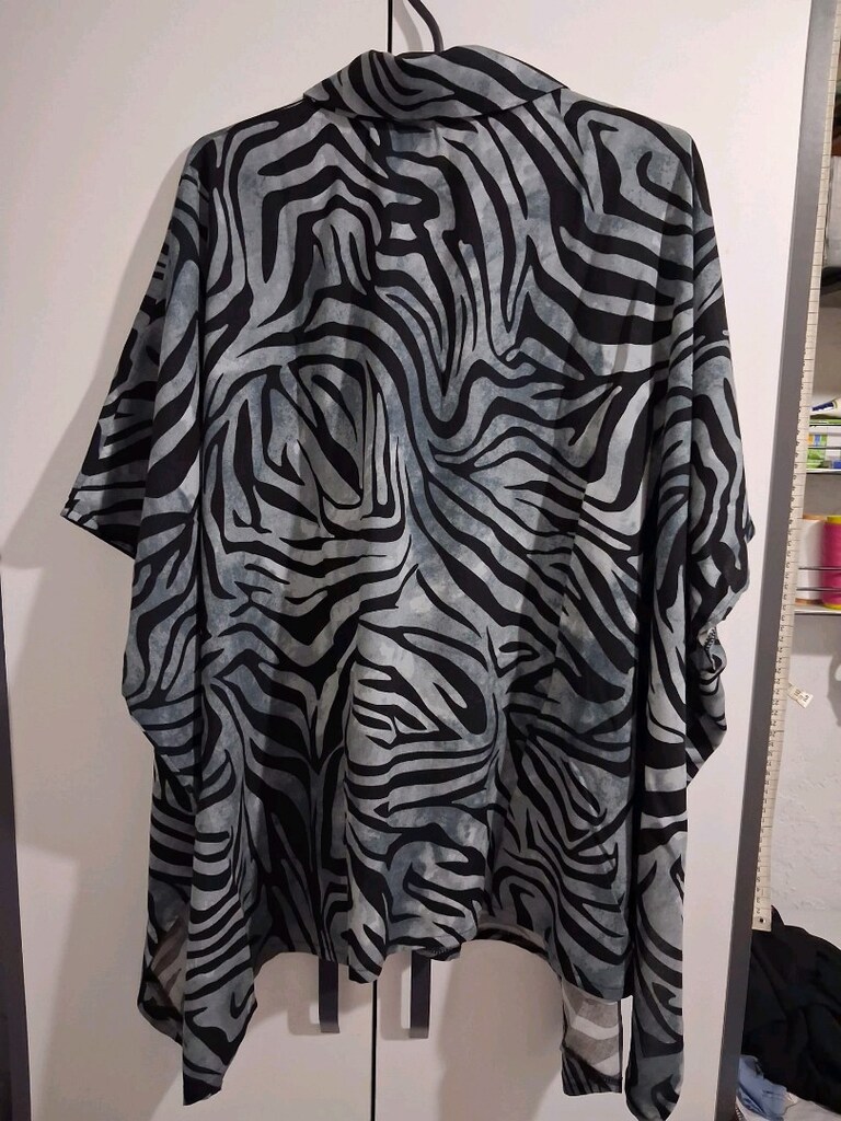 XL-3XL Zebra Desenli Rahat Kesim Kısa Kollu Kadın Gömlek - 6