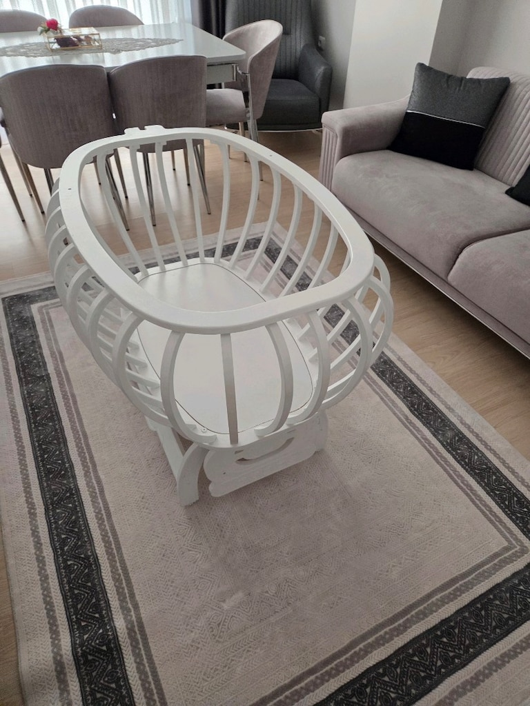 bebbe marka sepet model ahşap bebek beşiği - 3
