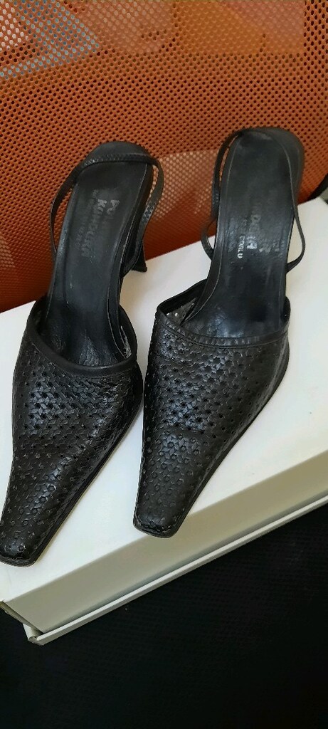 siyah deri stiletto ayakkabı - 3