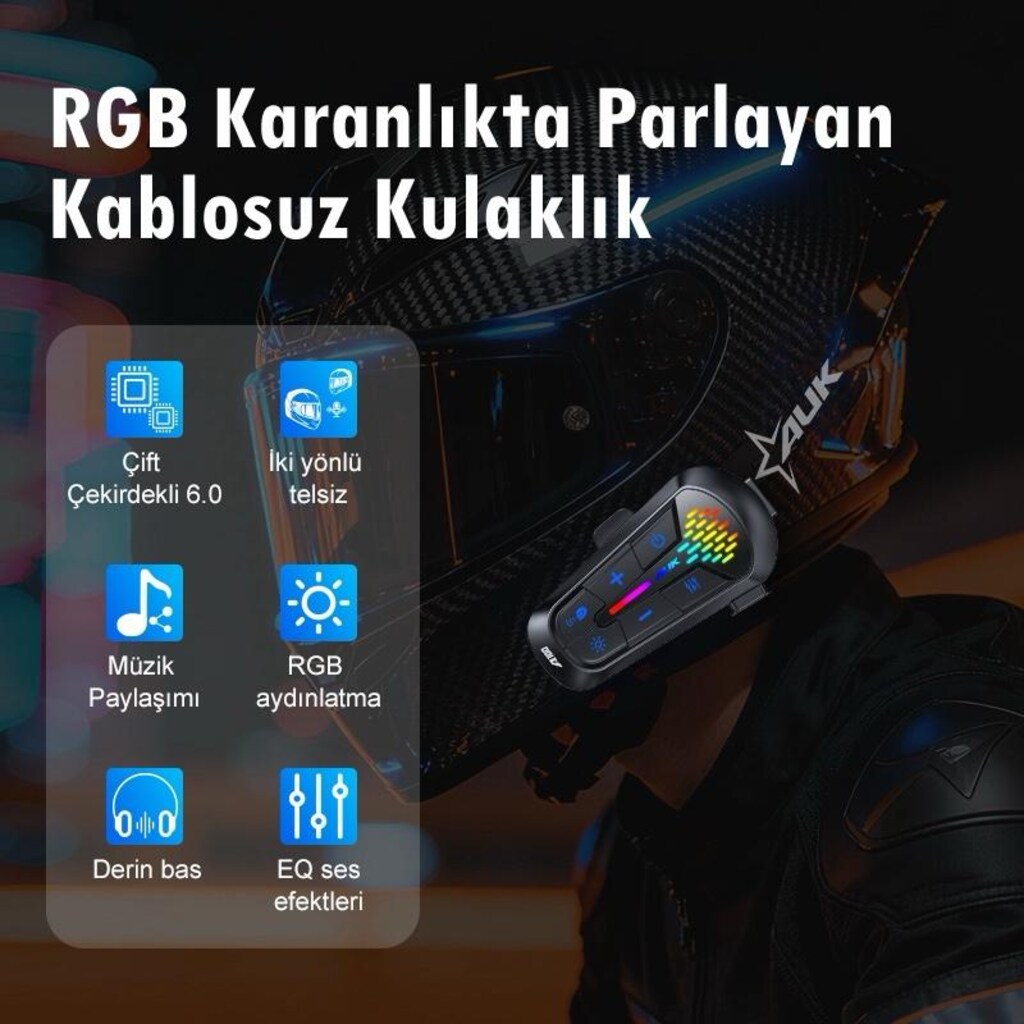 AUK A100 2X EŞLEŞMELİ KASK KULAKLIĞI (İntercom) - 2