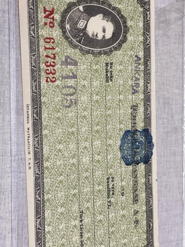 Nadir Türkiye İş Bankası Erken Dönem Çek (Atatürk Portreli - Ankara Şb - 3