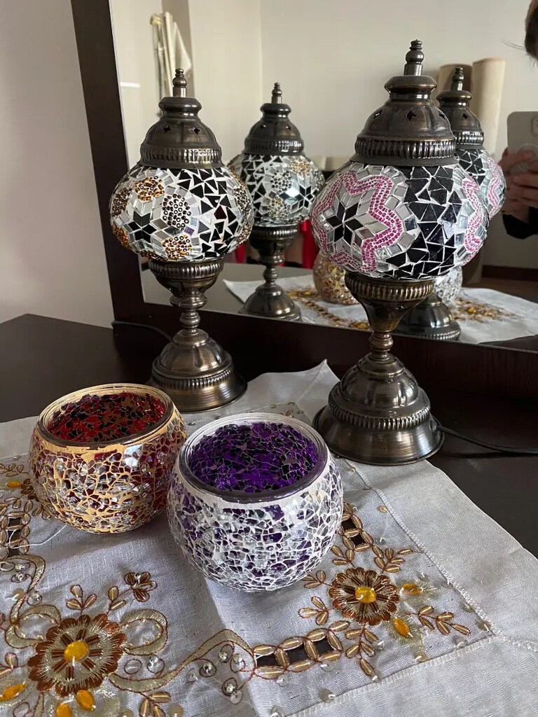 Dekoratif gece lambası ve mumluk abajur - 5