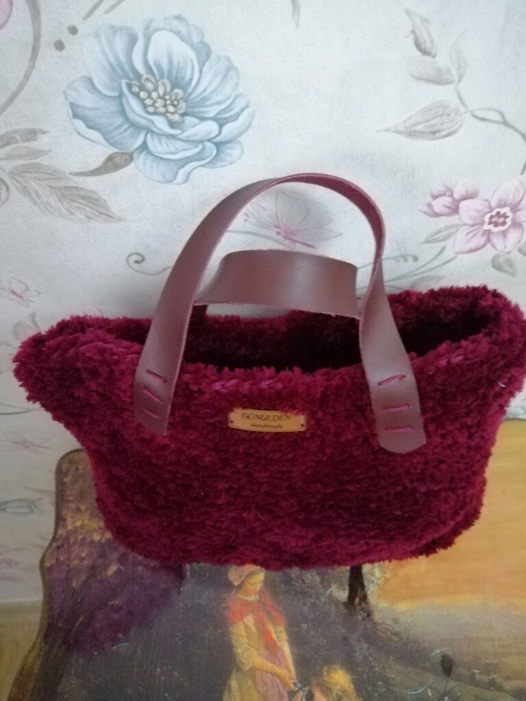 Peluş mürdüm çanta - 2