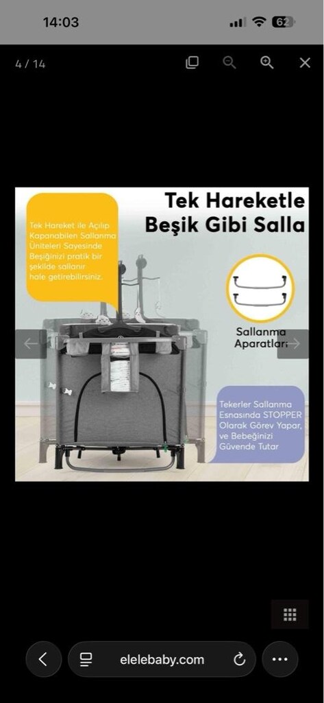 Eleele 5 in 1 anne yanı park yatak - 3