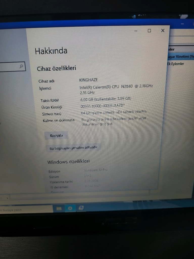 Intel celeron işlemci 4 GB RAM 500 GB hardisk batarya sağlam - 3