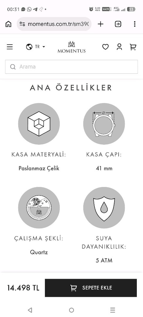 Momentus SM390S-10SS Erkek Kol Saati - 5