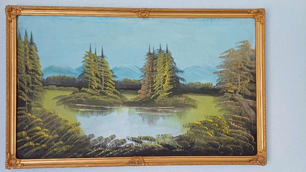 Doğa manzara tablo el yapımı vintage çerçeve - 2