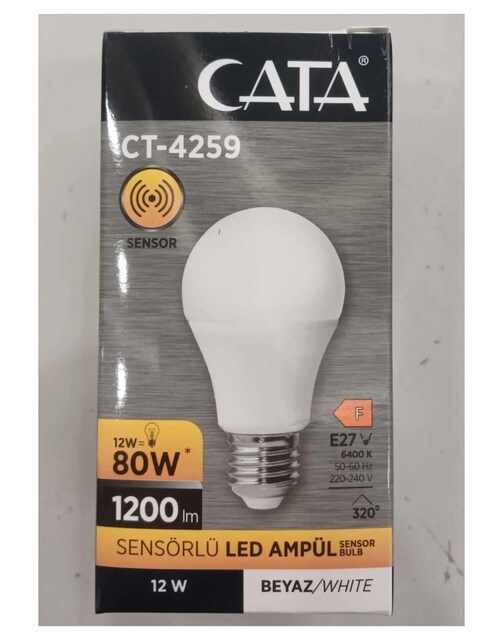 10 ADET Cata CT-4259 12W 6400K (Beyaz Işık) Sensörlü Led Ampul