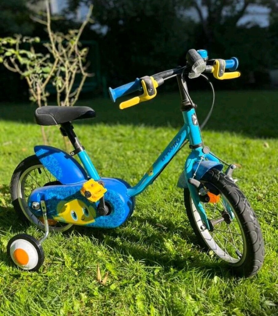 BTWİN 500 Decathlon 14jant balık desenli mavi çocuk bisikleti - 2
