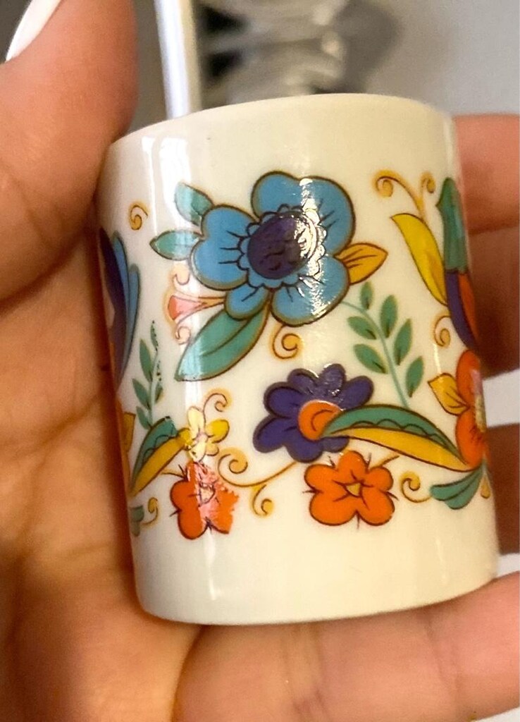 Vintage Alman El Boyama Porselen Mumluk - 8