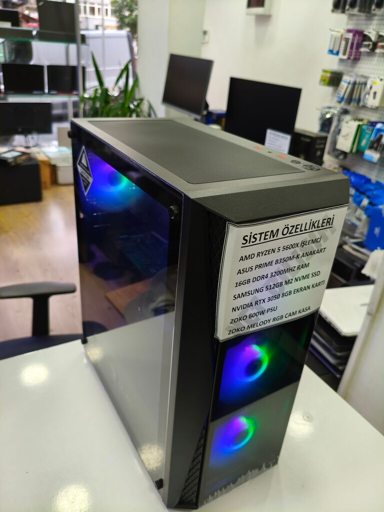 RYZEN 5 5600X RTX 3050 8GB DDR4 16GB RAM M2 NVME 512GB SSD KASA - 3