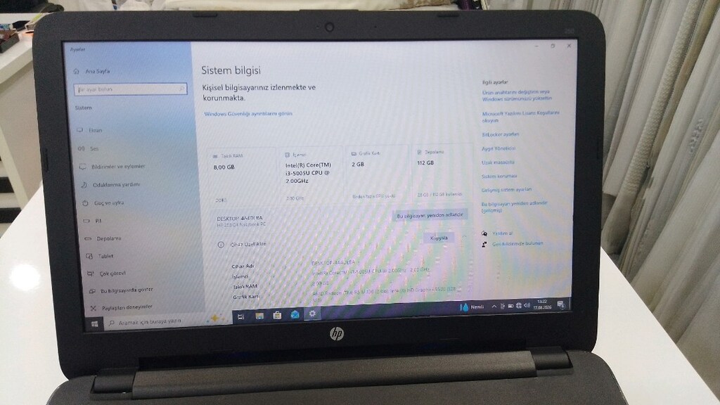 i3 5.nesil 2 GB harici 8 GB ram 120 SSD HP laptop Notebook - 4