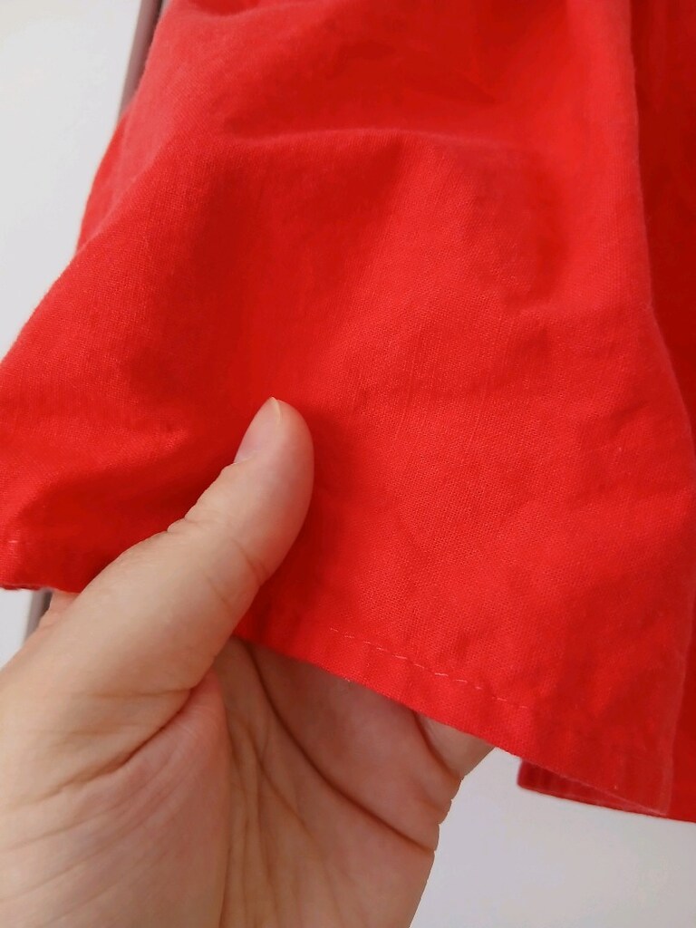 LCW Kırmızı Kare Yaka Keten Görünümlü Kız Çocuk Elbise(2 Yaş) - 2