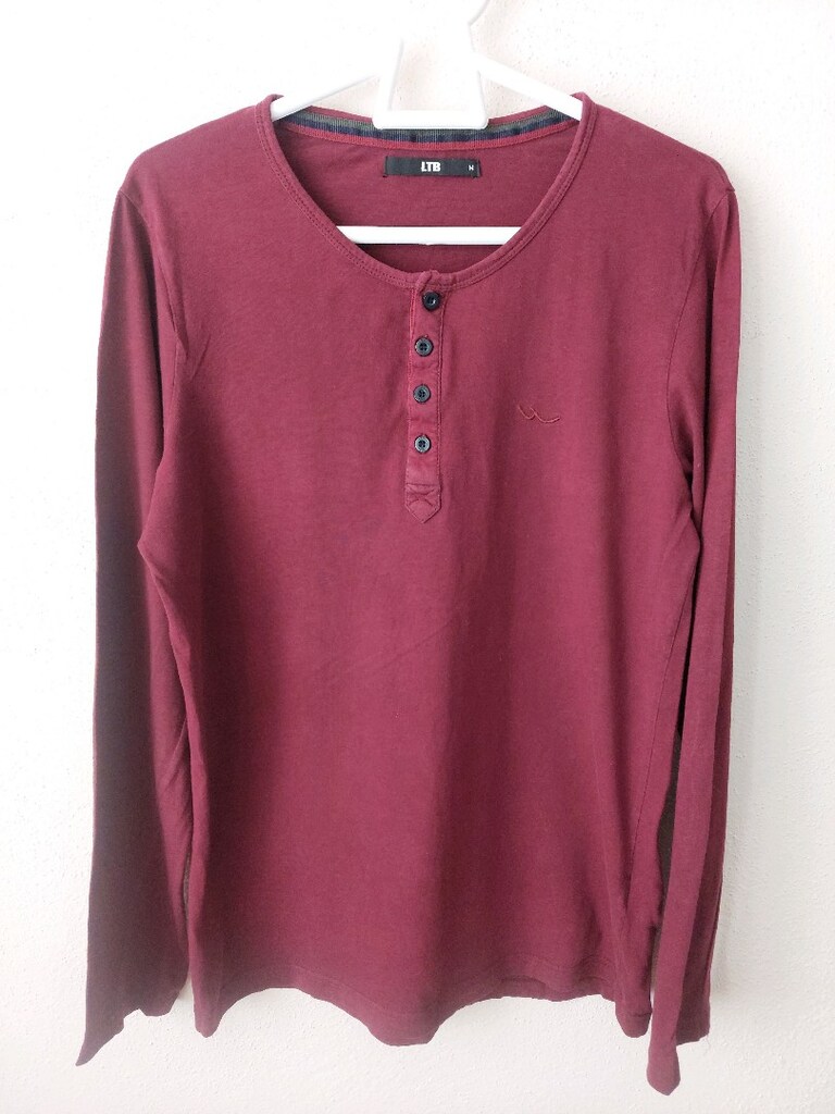 LTB erkek düğmeli yaka bordo tshirt