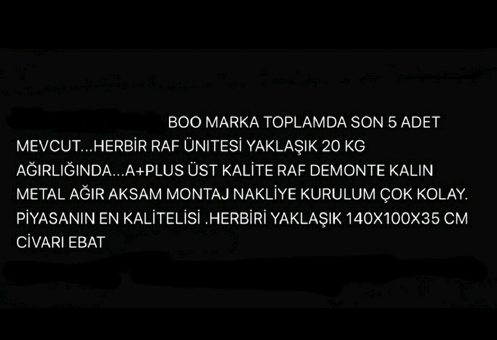 BOO MARKA TOPLAMDA 5 ADET MEVCUT ADET FİYATI 4750 TL A+PLUS KALİTE RAF - 7