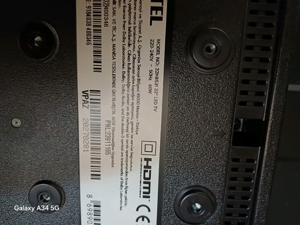vestel ekrani kırık tv, 32H8531 - 2