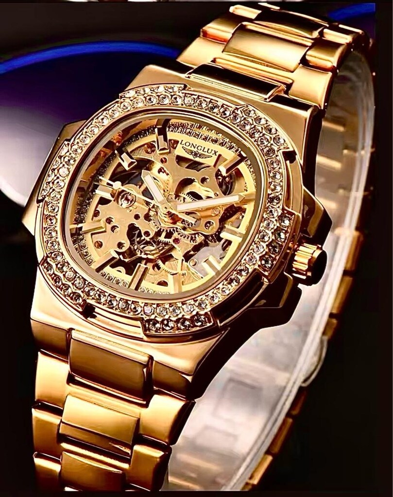 ‼SIFIR/İTHAL/Unisex,Tam Otomatik,18K Altın Swarovski Taş Çerçeve - 3