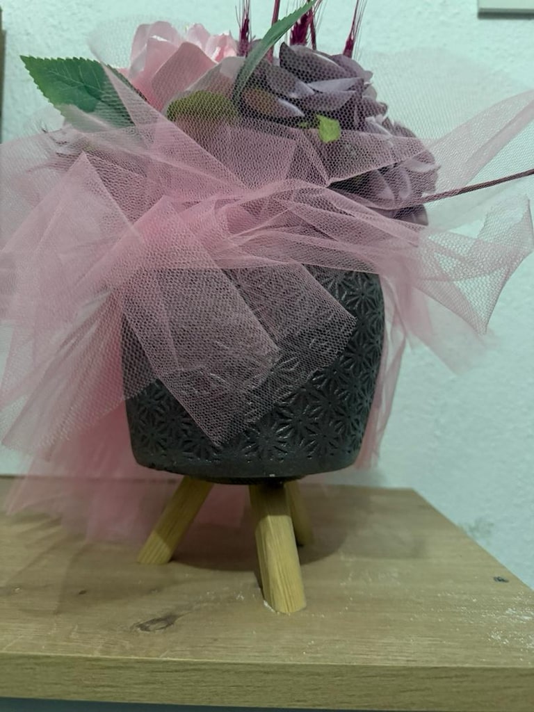 Pembe ve Gri Çiçek Buketi - 4