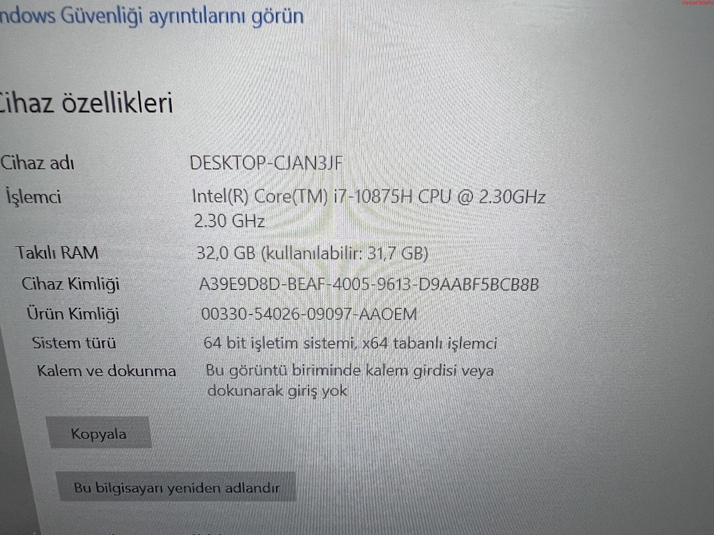 THİNKPAD İ7 10. NESİL 32 GB RAM 1 TB M2SSD QUADRO T2000 - 6