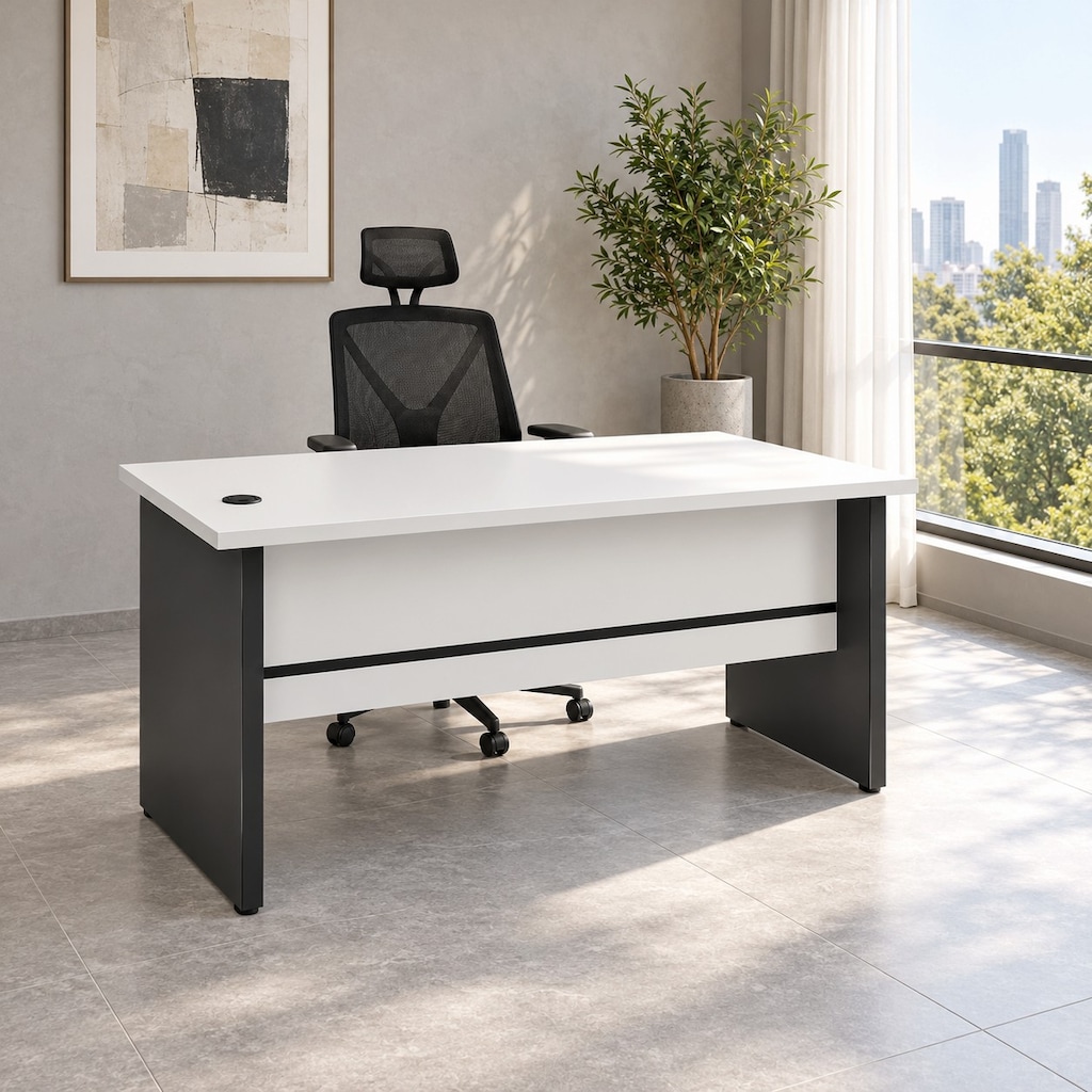 ATOM OFİS - MEKOM BEYAZ ÇALIŞMA MASASI - 160 CM (2 YIL GARANTİ) - 4