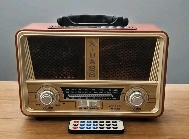 CARBOON M-112BT Nostaljik Bluetooth Radyo – Kutulu, Kumandalı, Hiç Kul