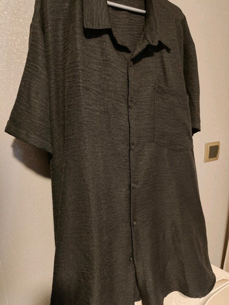 5 XL Kısa Kollu Siyah Erkek Gömlek - 2