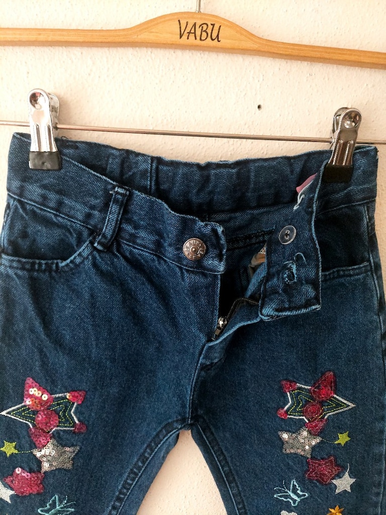 Pullu-nakışlı kız çocuk Jean pantolon - 6