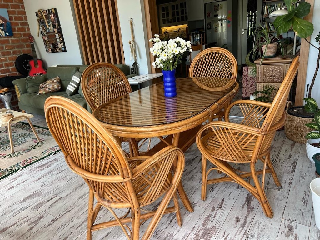 bambu masa 4 sandalye takımı