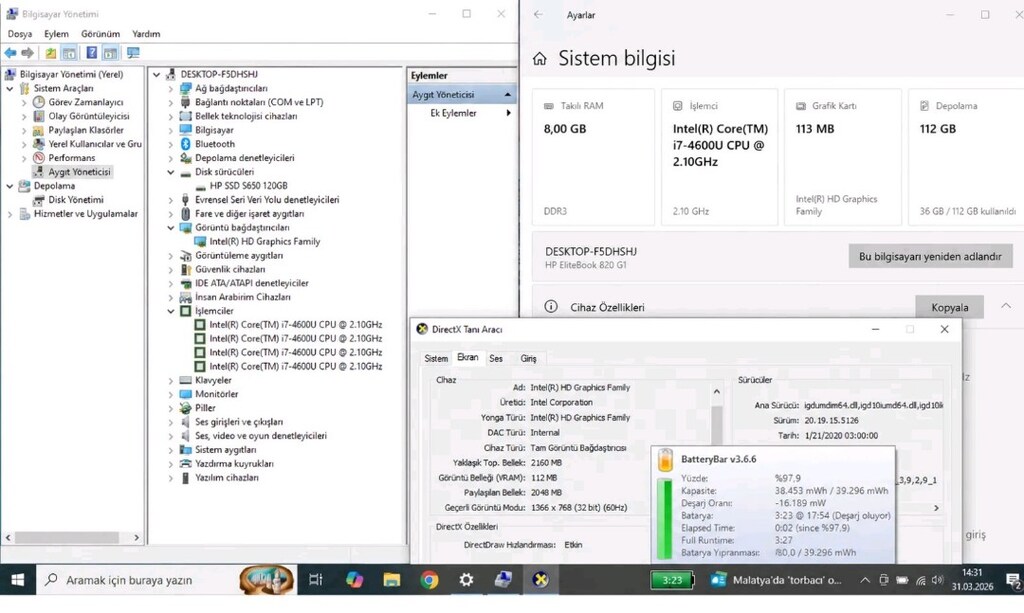 Sağlam Bataryalı İ7 İşlemcili HP Elitebook Leptop - 4