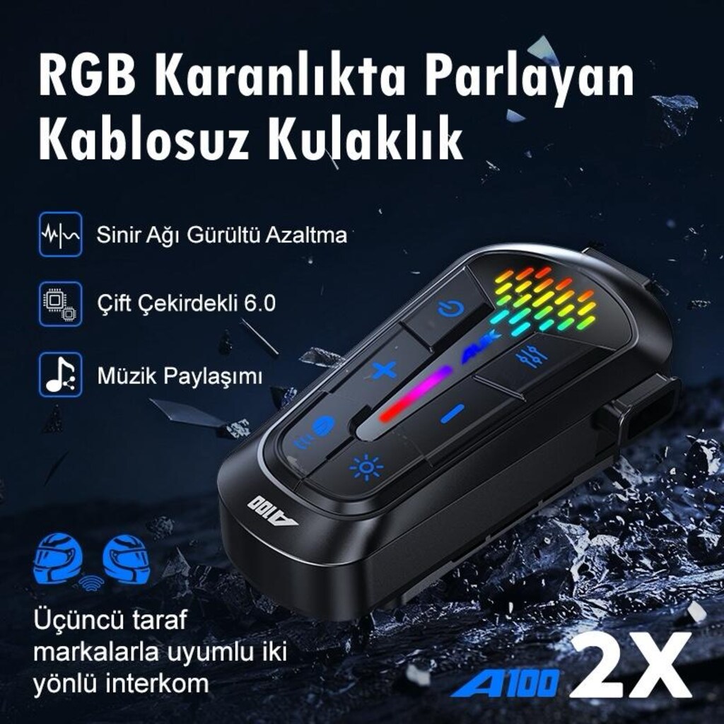 AUK A100 2X EŞLEŞMELİ KASK KULAKLIĞI (İntercom) - 3