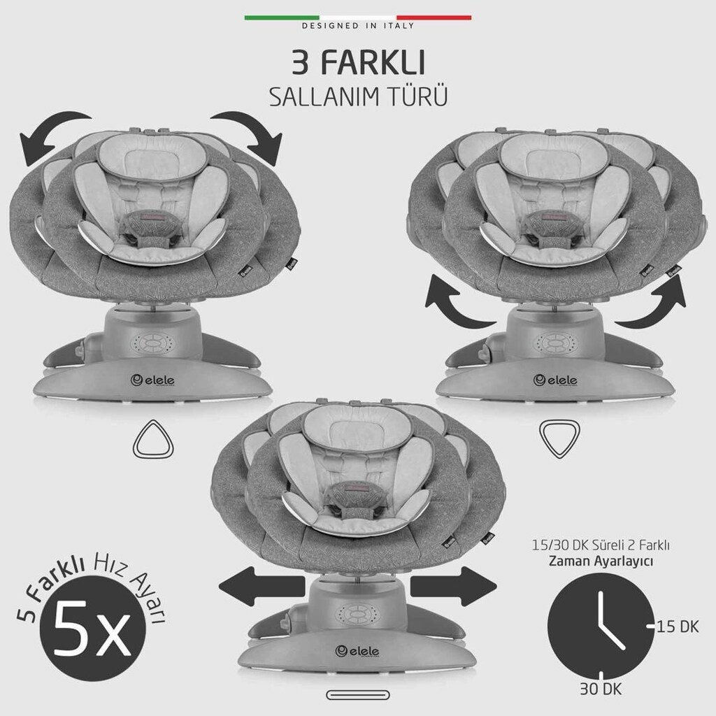 Roma Lüks Elektrikli Otomatik Sallanan Ana Kucağı 360° Dönebilen Kadem - 2