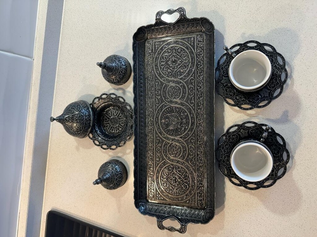 Metal ikili kahve takımı Damat kahvesi takımı - 4