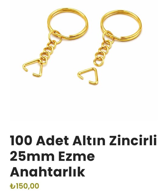Gold anahtarlık zinciri 100 lü paket