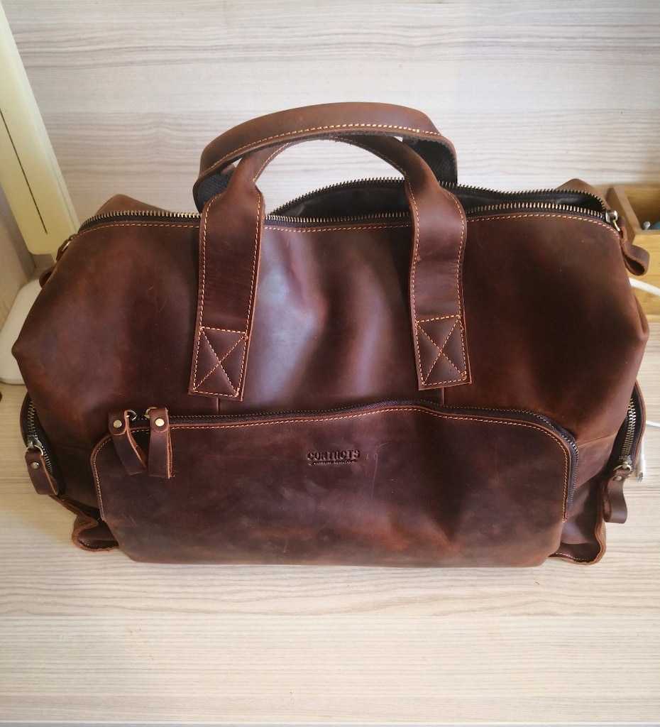 ORIGINAL GENUINE CONTACTS LEATHER RETRO TRAVEL BAG
