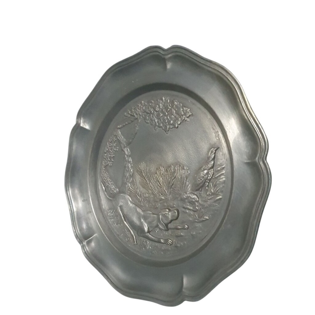 Vintage Avrupa Zin Duvar Tabağı - 2
