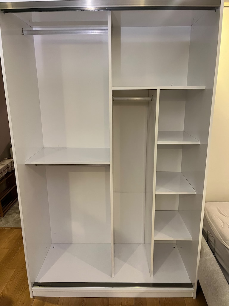 BEYAZ AYNALI SÜRGÜLÜ GARDIROP 150 CM - 2