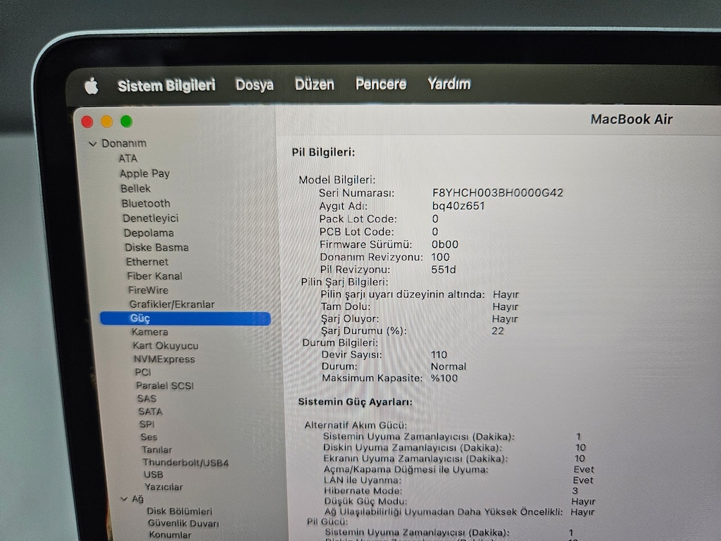 MACBOOK AİR M4 + 13 İNÇ + 16 GB RAM + TEMİZ + PİL %100 - 8