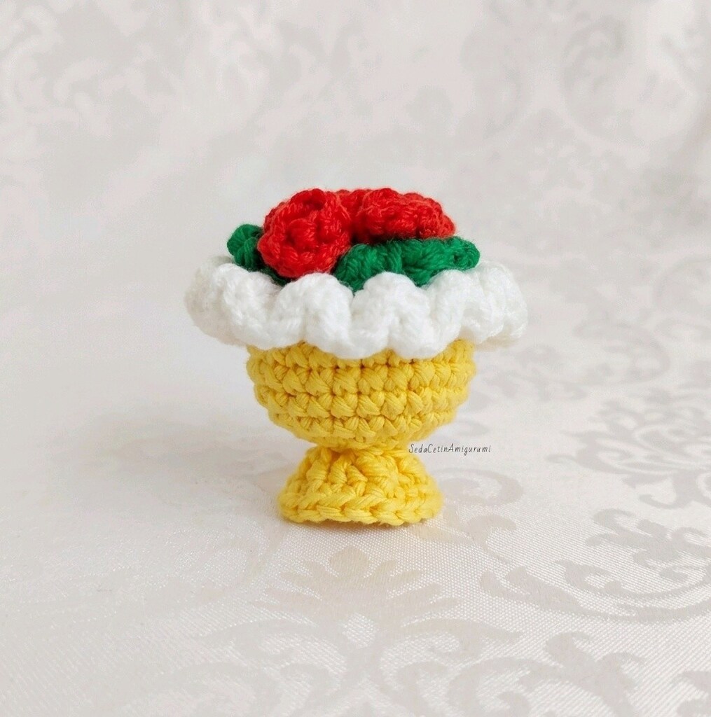 Örgü Çiçek Buketi Anahtarlık Amigurumi Solmayan Çiçek Çanta Süsü - 2