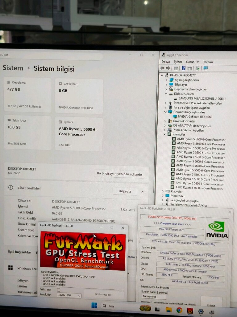 8GB RTX 4060 RYZEN 5 5600 16GB RAM 512GB M2SSD 600W AKVARYUM KASA - 6