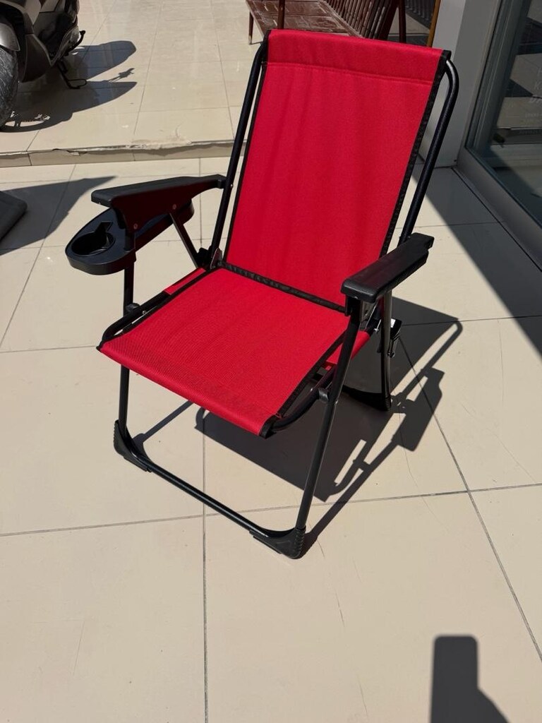 şık,modern. bardaklıklı katlanır bahçe kamp sandalyesi(renk mevcuttur) - 2