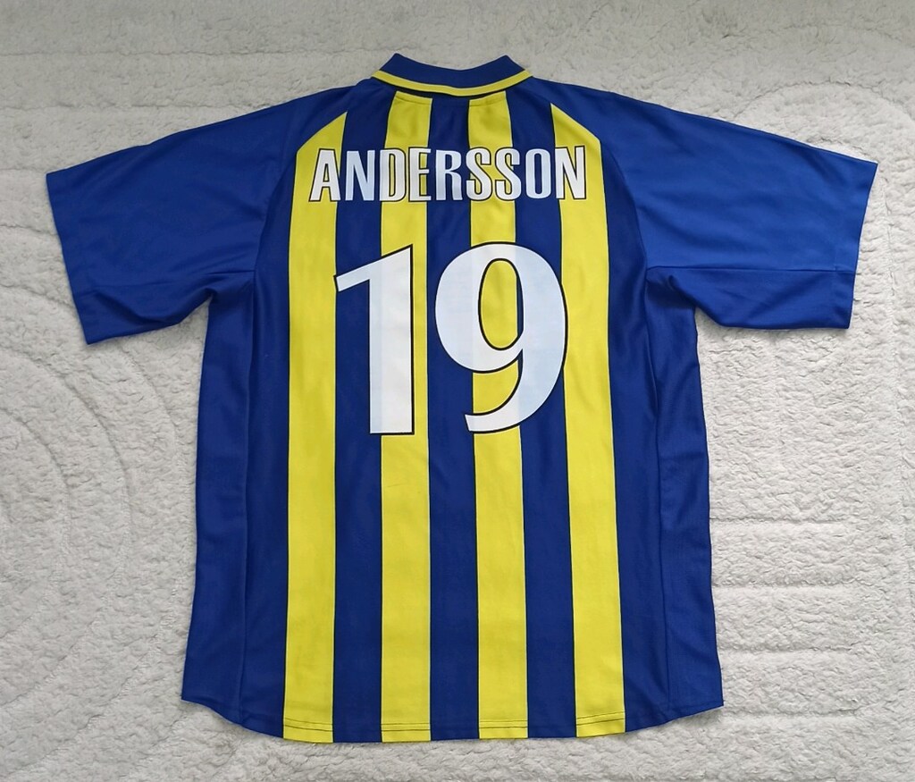 2001-2002 Kenneth Andersson Orijinal Fenerbahçe Çubuklu Forma Fenerium - 2